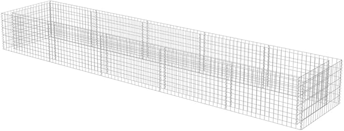 vidaXL Gabion Raised Bed - Durable Galvanized Steel Garden Planter/Flower Bed - Weather- Outdoor Planter with High Load Capacity - 177.2"x35.4"x19.7"