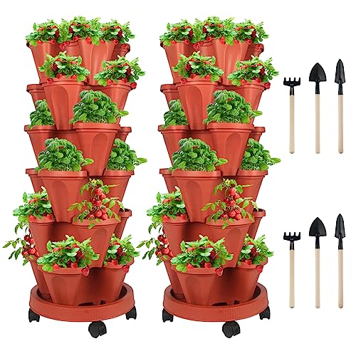 Vertical Planter Tower (Red / 6 Tier)