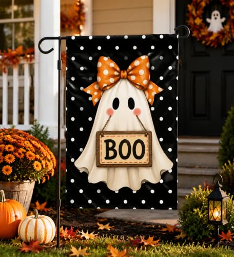 Halloween Spooky Garden Flag 12 x 18 inch Double Sided Outside decorations (G095)