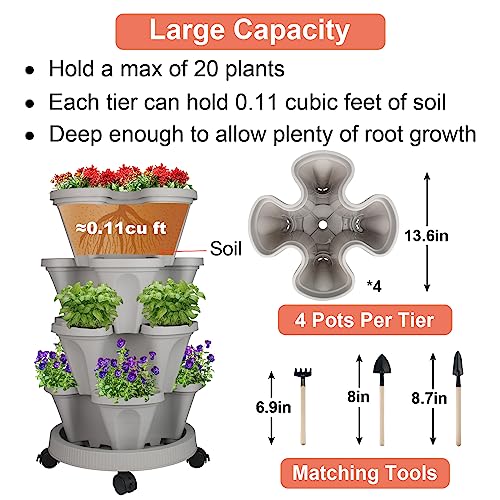 Vertical Planter Tower (Gray / 4 Tier)