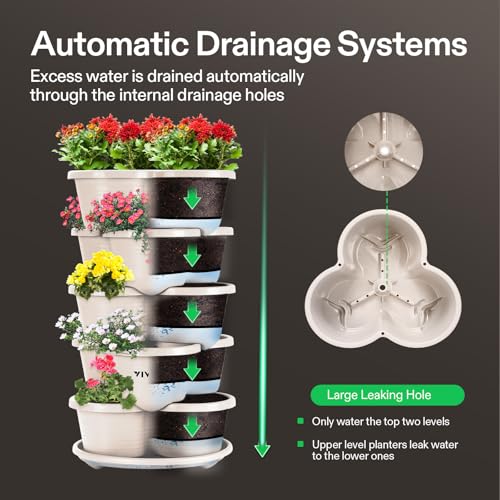 5 Tier Vertical Gardening Stackable Planter for Flowers (1 Pack)