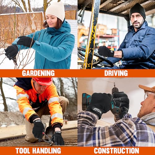 Winter Work Gloves for Men & Women (Jet Black / Medium)