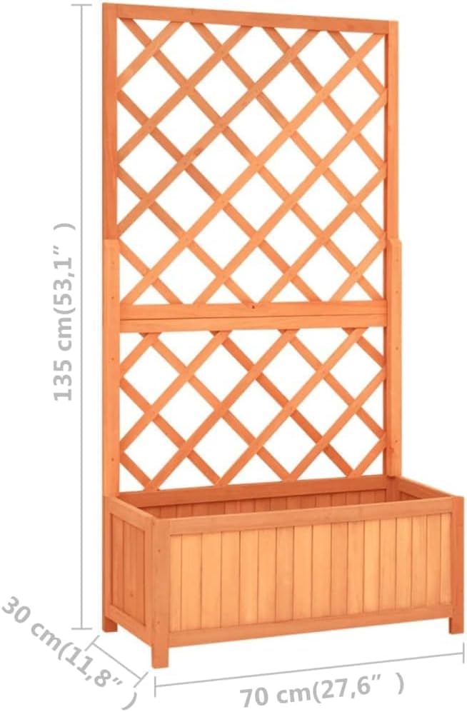 Garden Trellis Planter, Patio planters Raised Flower Bed Gardening Box Standing Planter Suitable for Corridor Orchard Nursery Courtyard Brown 27.6"x11.8"x53.1" Solid Firwood