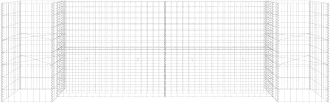 Galvanized Steel H-Shaped Gabion Planter Raised Bed,Outdoor Garden Galvanized Steel Wire Mesh Grid Stone Wall Flower Raised Bed for Vegetables Flowers Plants, 102.4"x15.7"x31.5"