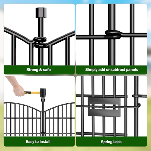 5 Panel No Dig Decorative Garden Fence with Gate 32" H x 11.8'L Dog Barrier (32 in(H) X 11.8 ft(L))