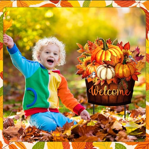 Fall Metal Stakes Yard Decor (Stylish)