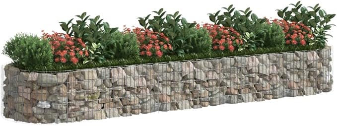 vidaXL Galvanized Iron Gabion Raised Bed - Long-Lasting Exterior Garden Planter - Stunning Silver Finish - Ideal for Patio & Garden Flowers - Easy Assembly Required