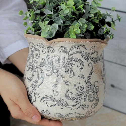 Ceramic Pots for Plants (Gray Swirls)