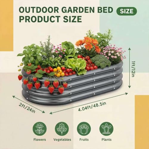 Galvanized Raised Garden Bed Kit (4×2×1ft(1pcs） / 2-grey)