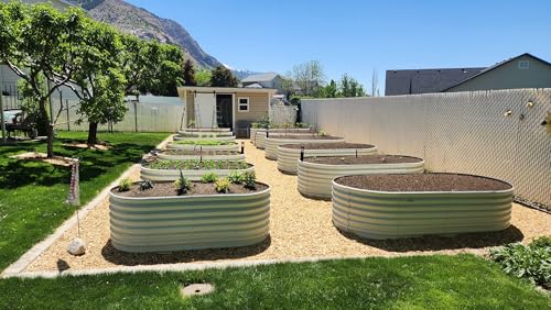 Anleolife 6x3x2ft Oval Deep Root Raised Garden Bed (Oval White / 6×3×2ft Tall)