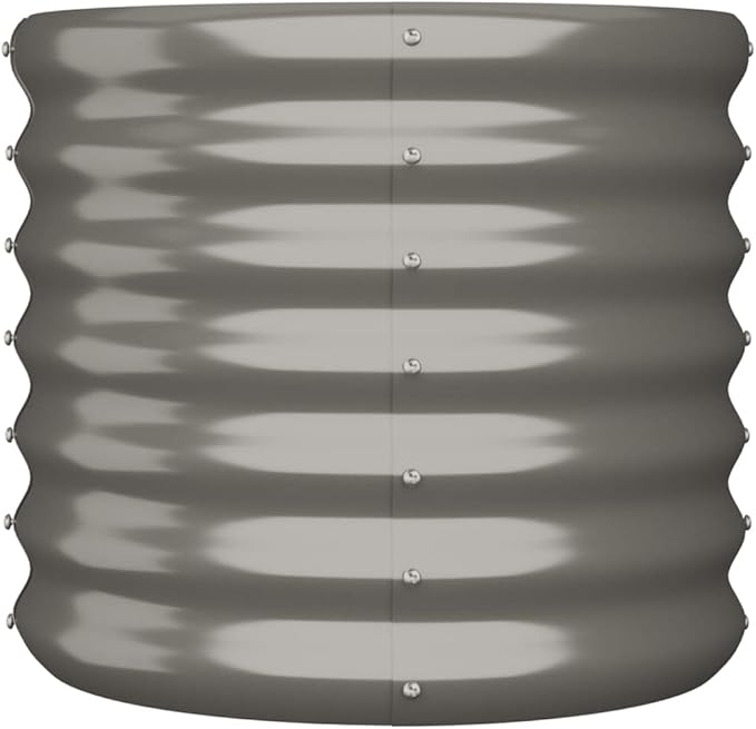 vidaXL Powder-Coated Steel Garden Planter 15.7"x15.7"x14.2" - Durable Outdoor Plant Pot with Ample Space - Weather-Resistant, Gray