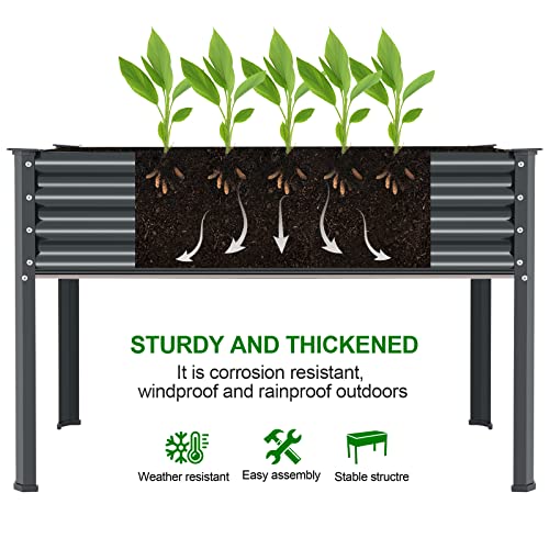 Galvanized Raised Garden Bed with Legs (Gray / 48×24×32in)