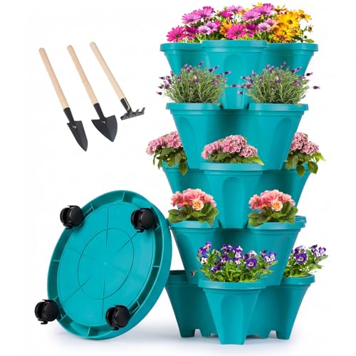 Vertical Planter Tower (Teal / 5 Tier)