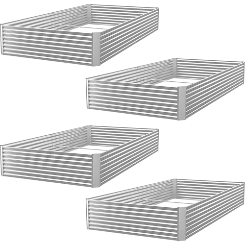 4 Pack 6x3FT Corrugated Galvanized Steel Raised Garden Bed Outdoor (6x3 feet)