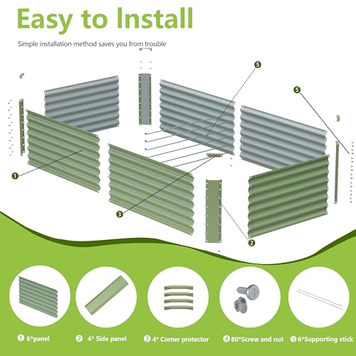 8x2x2FT Galvanized Raised Garden Bed (8x2x2 / Green)