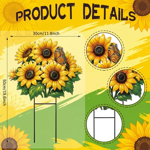 20 Inch Summer Sunflower Metal Outdoor Decor Garden Stake (Classic)