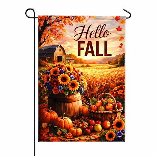 Fall Decor Hello Fall Garden Flag (Black)