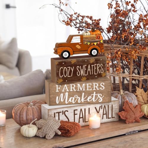 4 Pcs Fall Truck Table Decor (It's Fall Ya'all)