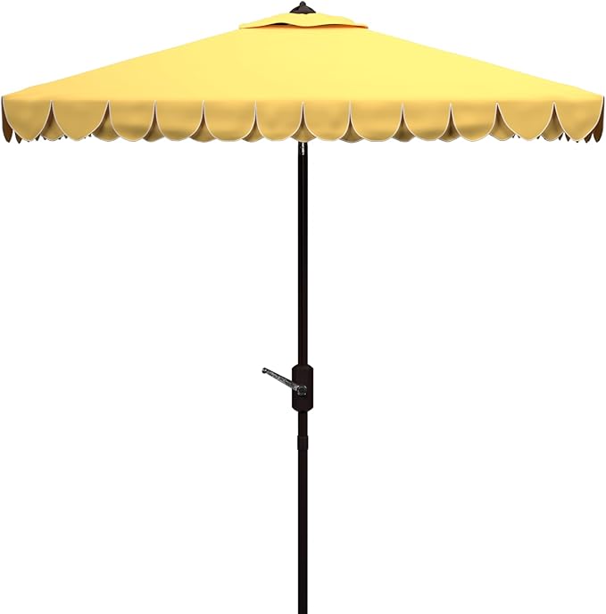 Safavieh Outdoor Elegant Valance White and Black 7'6" Square UV Protected Umbrella, White/Black