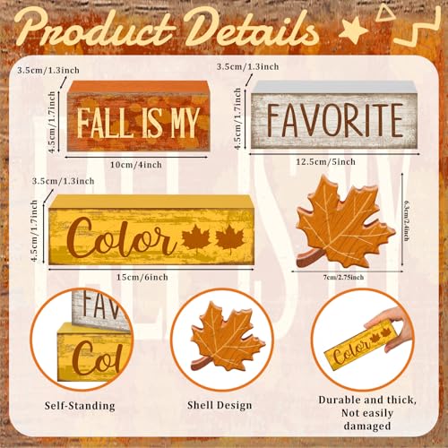 4 Pcs Fall Table Decor Wooden Maple Leaf (Fall Maple Leaf)