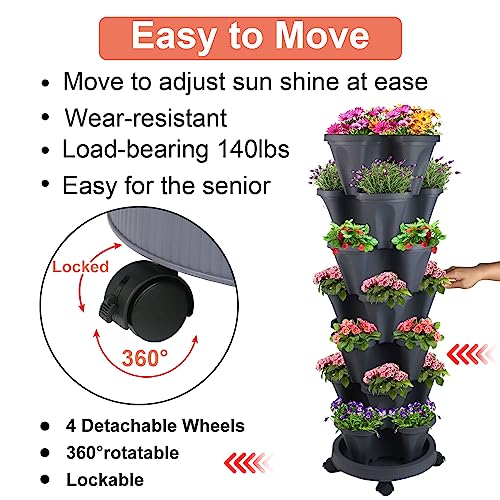 Vertical Planter Tower (Dark Gray / 7 Tier)