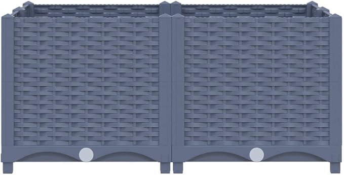 Raised Garden Bed 31.5" x 31.5" x 15" Polypropylene Outdoor Planter Blue Gray Raised Bed Garden for Vegetables, Flowers, and Herbs, Elevated Garden Beds for Outdoor Use