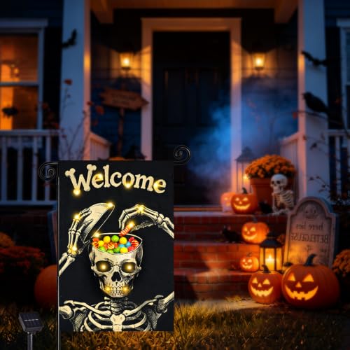 Halloween Lighted Garden Flag (Multicolor Skeleton / 12x18 Inch)