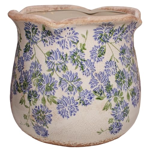 Ceramic Pots for Plants (Antique Blue Meadow)