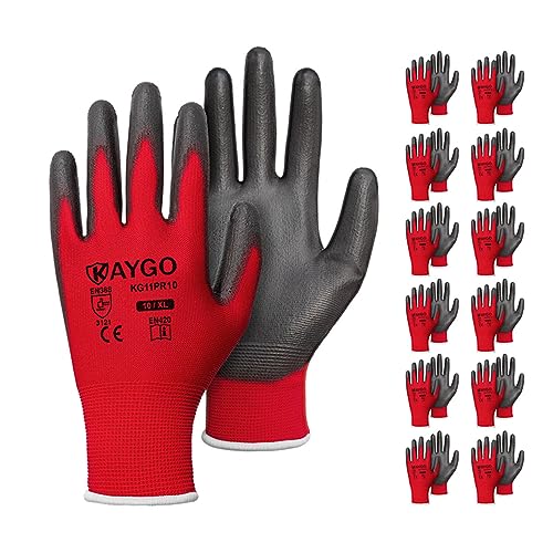 Safety Work Gloves for Men Women (Red / X-Large)