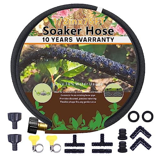 1 2'' Soaker Hose 75 Ft for Garden Beds (75 Feet)