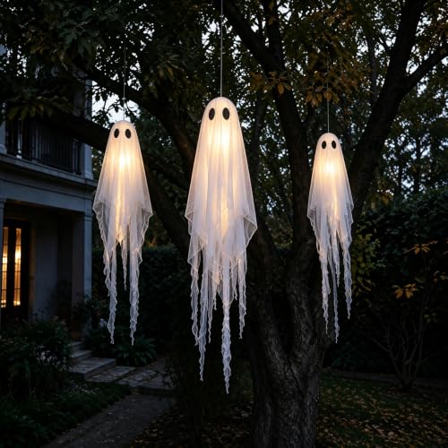 3 Packs Halloween Decorations Outdoor (3PK-HANGING-GHOST)