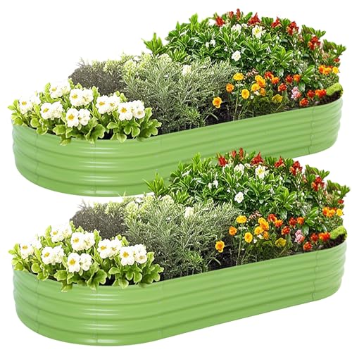 Galvanized Raised Garden Bed (Green / 8×4×1FT (2-pack）)