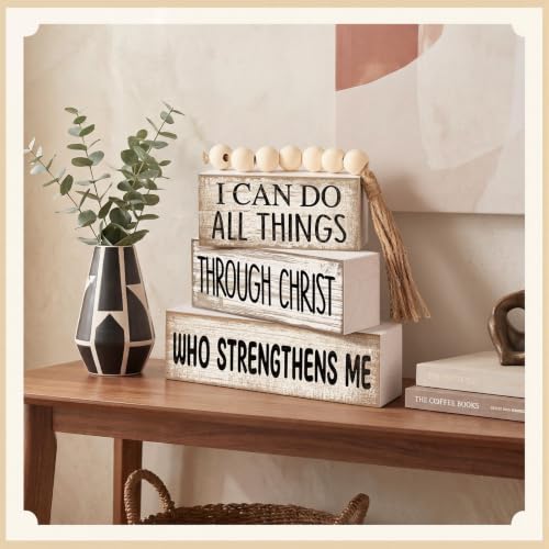 4 Pcs Christian Table Decor for Home (I Can Do All Things Through Christ)