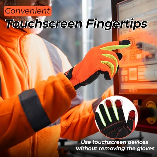 Work Gloves for Men & Women (Orange Black (1 Pair) / X-Large)