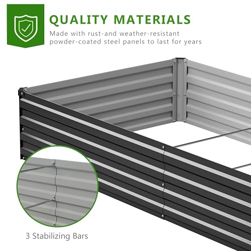 2PCS 8x4x1ft Galvanized Raised Garden Bed Kit (Black / 8x4x1(2PCS))