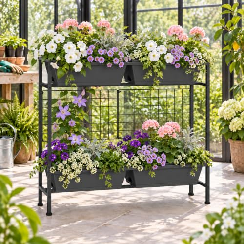 Raised Garden Beds Outdoor with Legs 32" Tall Herb Garden Planters Box Raised Flower Beds for Gardening (Gray)