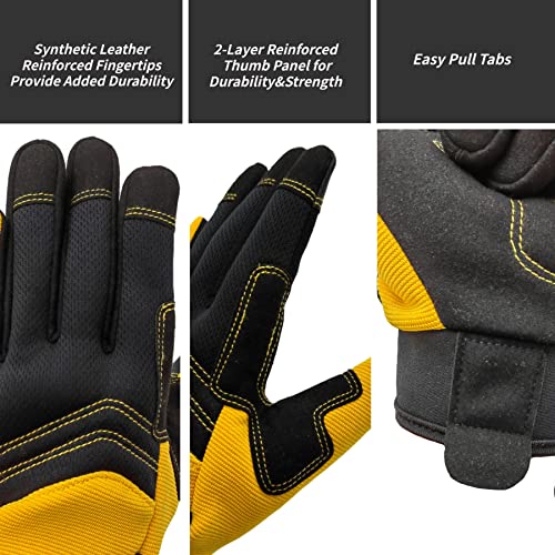 Work Gloves for Men (1 Pair Per Pack-yellow Work Gloves / Large)
