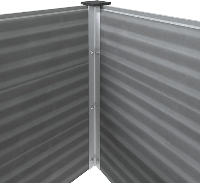 Garden Raised Bed Grey Wood-Plastic Composite Aluminum Planter Box for Outdoor Balcony Patio Planting Flowers Greenery