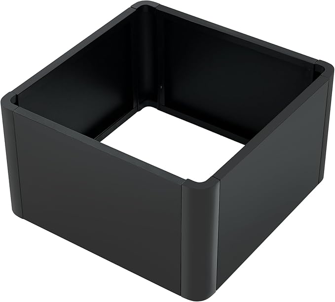 Garvee 20" Square Metal Planter Box with Rounded Corners, Modern Heavy Duty Steel Raised Garden Bed, Snap-On Assembly & Open Base Design for Outdoor Patio, Garden, Balcony