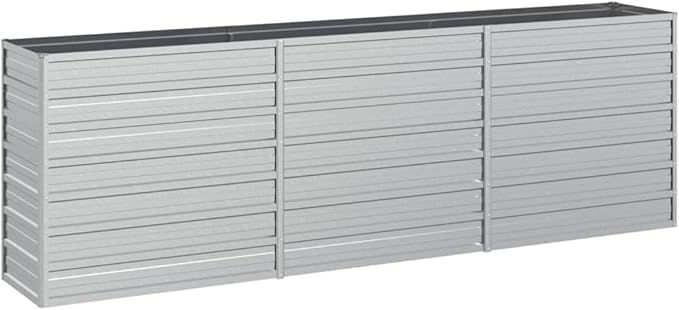 Garden Raised Bed 94.5"x15.7"x30.3" Galvanized Steel Silver,Raised Garden Bed,Outdoor Planters for Flower Herb Garden