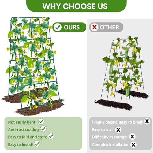 17 x 42 Inch Garden Trellis for Raised Beds Foldable Climbing Plant Support Cucumber Trellis Outdoor A (17 x 42 Inch)