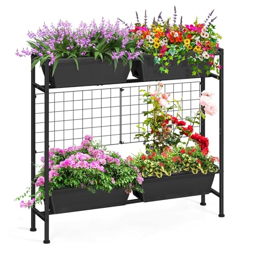 Raised Garden Beds Outdoor with Legs 32" Tall Herb Garden Planters Box Raised Flower Beds for Gardening (Gray)