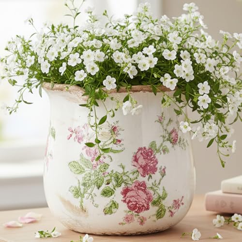 Shabby Chic Flower Pot (Rose Floral)