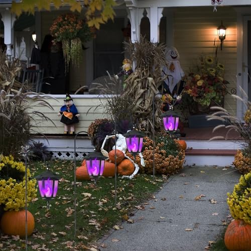 4 Pack Solar Halloween Flame Hanging Lights Outdoor (Purple / 4 Pack)