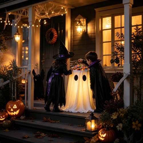 30" Glowing Ghost Candy Bowl Stand (LED-GHOST-CANDY-HOLDER)