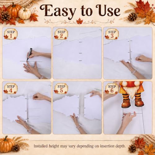 3 Pcs Fall Yard Decoration Autumn Gnome Yard Sign Stakes Outdoor Lawn Decor (Orange Yellow)