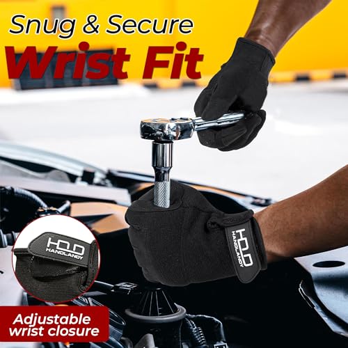 Work Gloves for Men & Women (Solid Black (1 Pair) / X-Large)