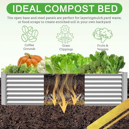 4 Pack 6x3FT Corrugated Galvanized Steel Raised Garden Bed Outdoor (6x3 feet)