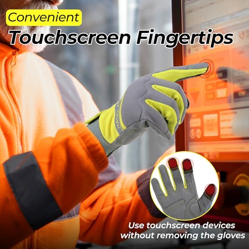 Work Gloves for Men & Women (Yellow Grey (1 Pair) / Large)