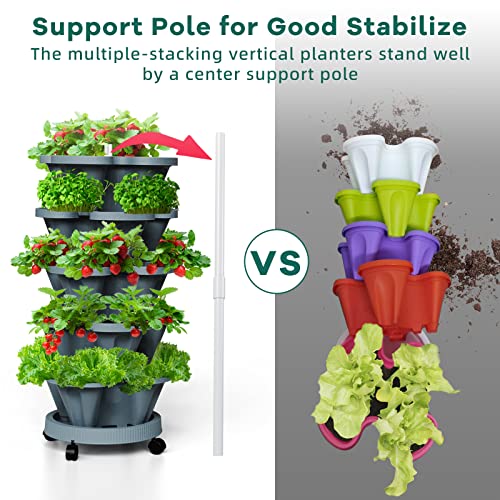 7 Tiered Strawberry Vertical Planters Tower Garden 2 Pack (Dark Grey / 7 Tier-2 Pack)